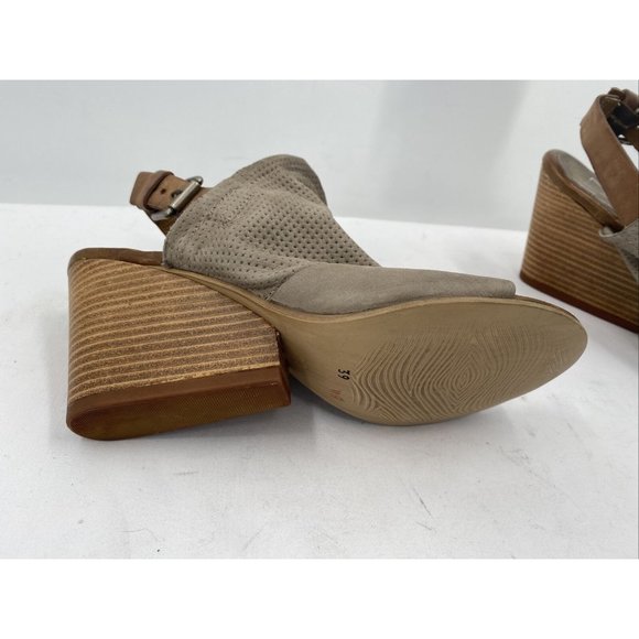 MIZ MOOZ KONA Brown Leather Wedge Sandals Shoes Heels Women's Sz 39 NEW - Picture 6 of 12